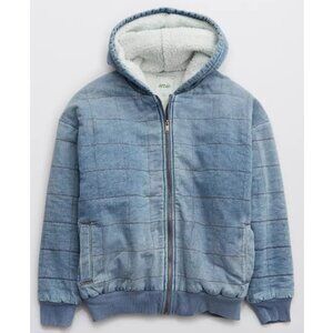 Aerie Sherpa Lined Denim Quilted Jacket